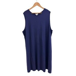 J. Jill Navy Blue Cotton Sleeveless Summer Shift Dress Size 3X 22 24 Plus Size